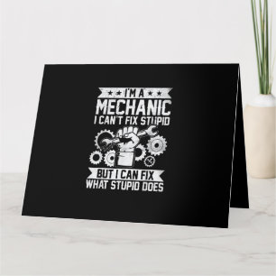 Funny Car Mechanic Engineer Men Women Kids Auto Me Card