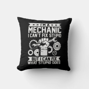 Funny Car Mechanic Engineer Men Women Kids Auto Me Throw Pillow