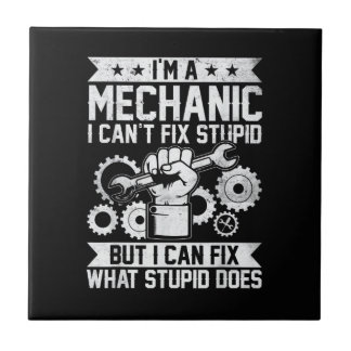 Funny Car Mechanic Engineer Men Women Kids Auto Me Tile