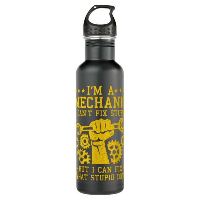 Funny Car Mechanic Men Women Kids Best Auto Mechan 710 Ml Water Bottle (Front)