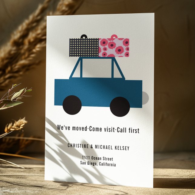 Funny Car Nouveau Home Moving Flat Faire-part Card (Créateur téléchargé)