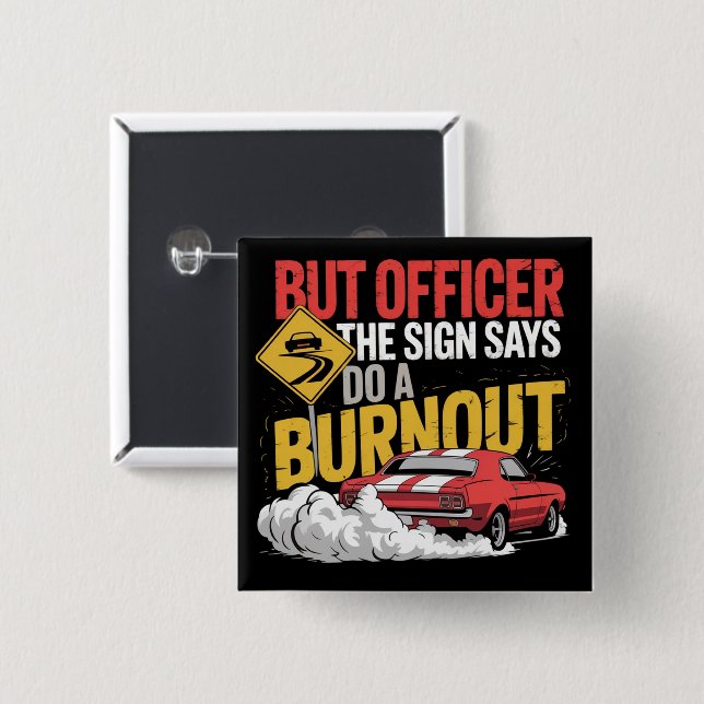 Funny Car Racing Burnout Drag Racing Muscle Car  2 Inch Square Button (Front & Back)