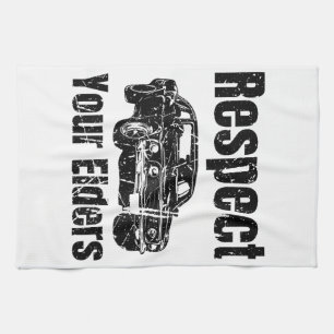 Funny Car - Vintage Respect Your Elders Classic Mu Kitchen Towel