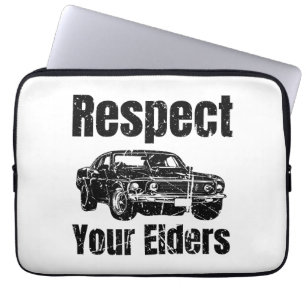 Funny Car - Vintage Respect Your Elders Classic Mu Laptop Sleeve