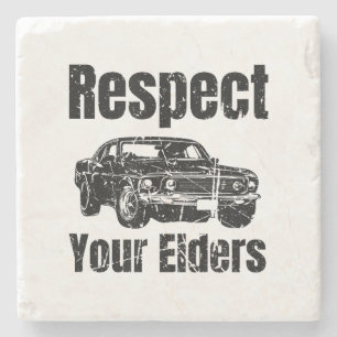 Funny Car - Vintage Respect Your Elders Classic Mu Stone Coaster