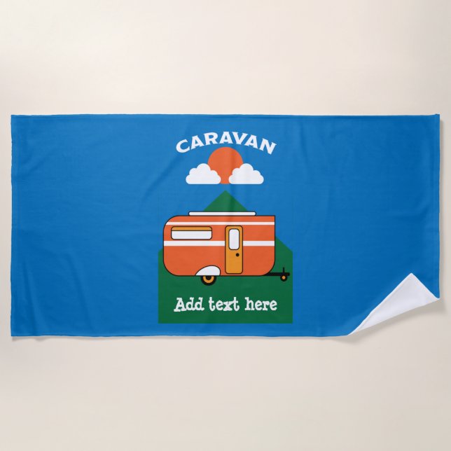 Funny Caravan Accessories Camping Caravaner Beach Towel (Front)