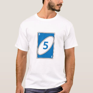 Funny Card Game T-Shirt Blue Number 5 Card