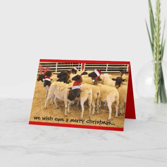 Funny Card, Wish Ewe Merry Xmas, Happy Gnu Year! Holiday Card (Front)