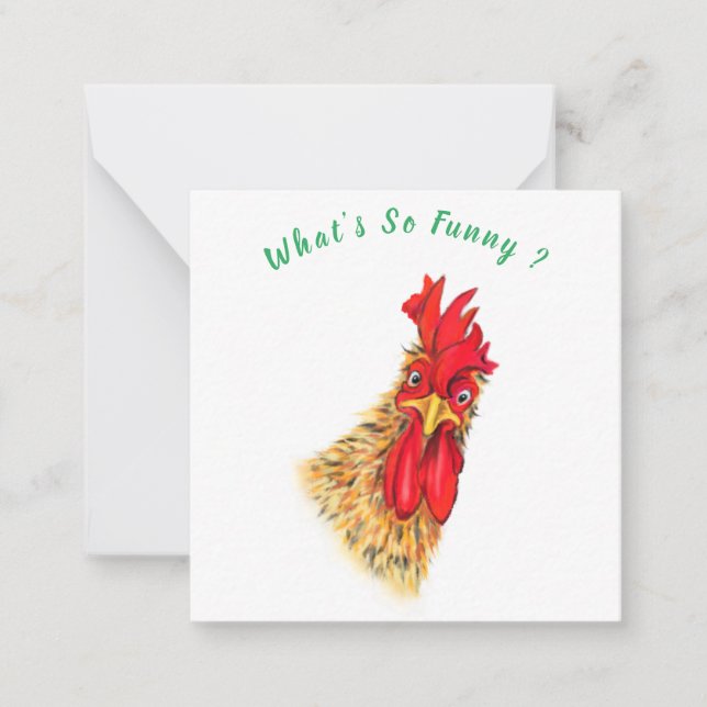 Funny Card with Surprised Rooster - Custom Text (Front)