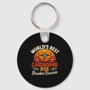 Funny Cardboard Box Breaker Downer Sarcastic Retro Keychain
