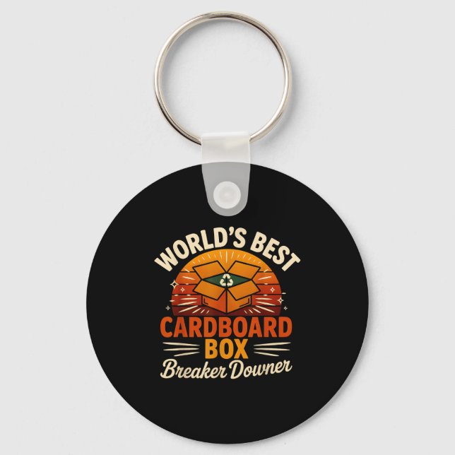 Funny Cardboard Box Breaker Downer Sarcastic Retro Keychain (Front)