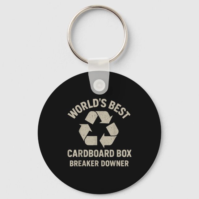 Funny Cardboard Box Breaker Downer Sarcastic Retro Keychain (Front)