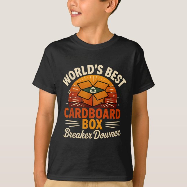 Funny Cardboard Box Breaker Downer Sarcastic Retro T-Shirt (Front)