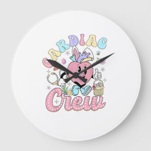 Funny Cardiac Crew Easter Day CVICU Nurse Cardiolo Large Clock