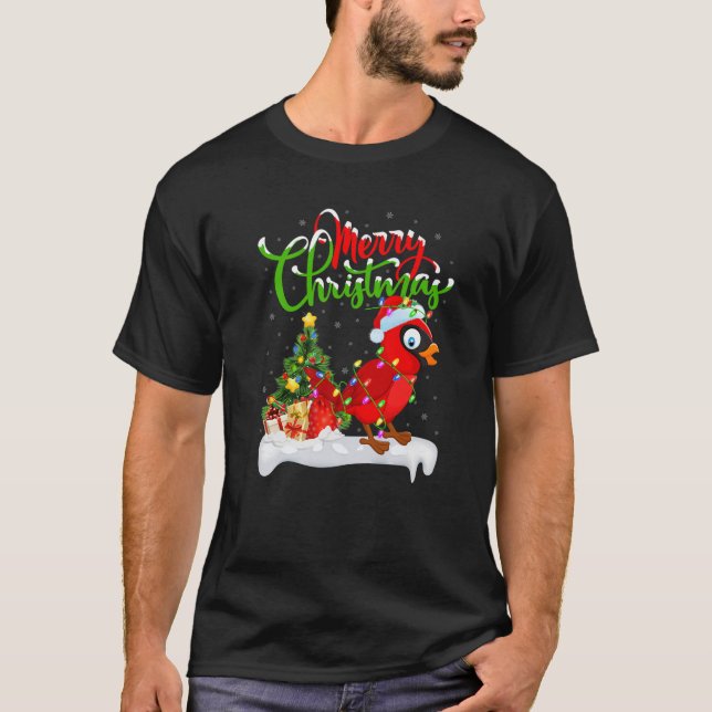 Funny Cardinal Bird Lover Xmas Lighting Cardinal C T-Shirt (Front)