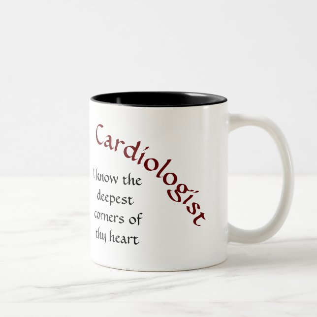 funny cardiologist heart medical physician   Two-Tone coffee mug (Right)