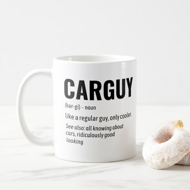 Funny Carguy Dictionary Definition  Coffee Mug (With Donut)