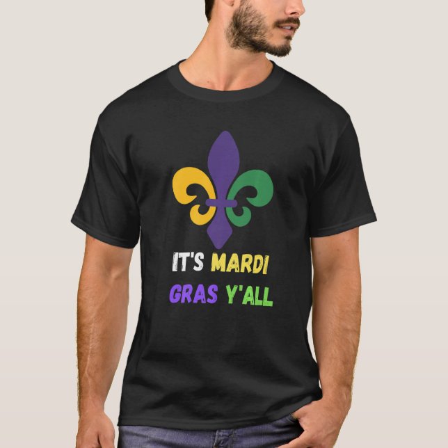 Funny Carnival Party Apparel Mardi Gras Fleur De L T-Shirt (Front)