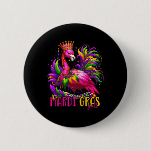 Funny Carnival Party Gift Idea Flamingo Mardi Gras 2 Inch Round Button
