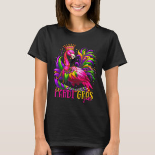 Funny Carnival Party Gift Idea Flamingo Mardi Gras T-Shirt