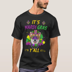 Funny Carnival Party Idea Corgi Dog Mardi Gras T-Shirt