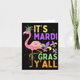Funny Carnival Party Idea Flamingo Mardi Gras Card