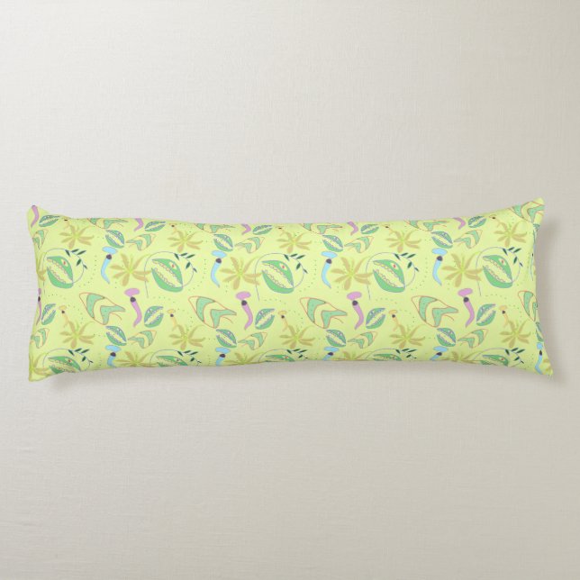 Funny carnivorous plants drawing seamless pattern body pillow (Back)