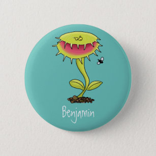 Funny carnivorous Venus fly trap plant cartoon 2 Inch Round Button
