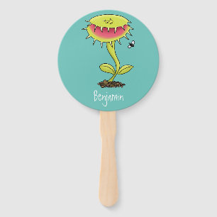 Funny carnivorous Venus fly trap plant cartoon Hand Fan
