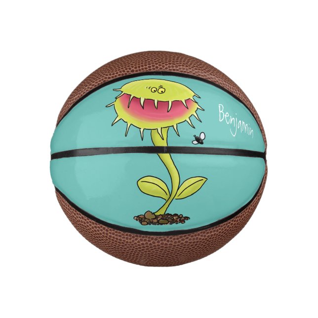 Funny carnivorous Venus fly trap plant cartoon Mini Basketball (Front)
