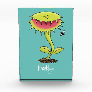 Funny carnivorous Venus fly trap plant cartoon  Photo Block