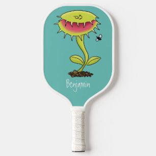 Funny carnivorous Venus fly trap plant cartoon Pickleball Paddle