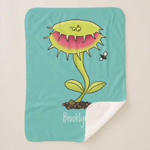 Funny carnivorous Venus fly trap plant cartoon Sherpa Blanket