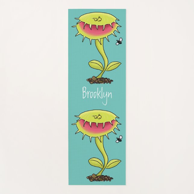 Funny carnivorous Venus fly trap plant cartoon Yoga Mat (Front)