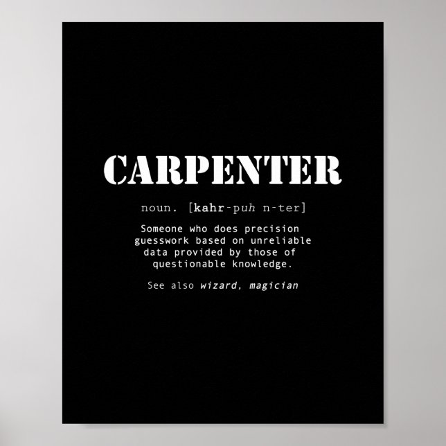 Funny Carpenter Gift - Dictionary Definition Poster (Front)