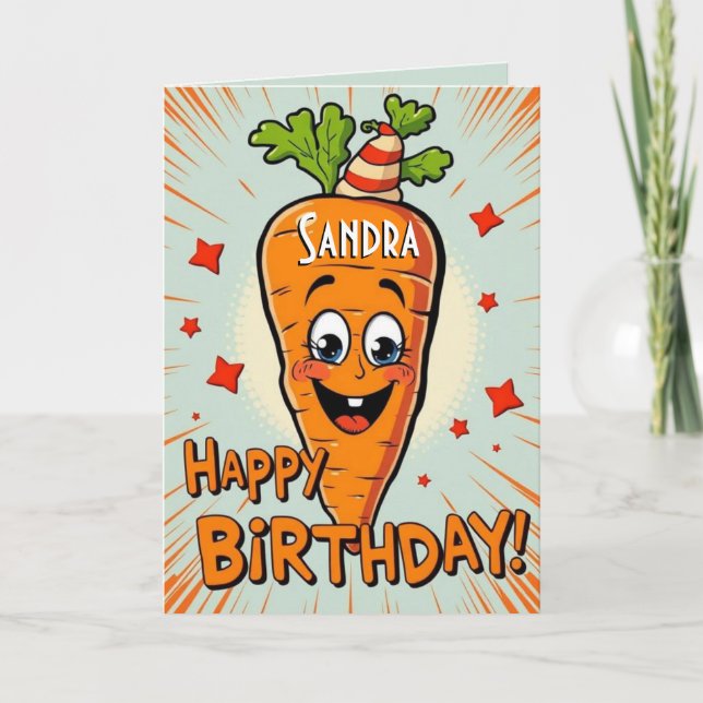 Funny Carrot  Happy Birthday  Card (Front)