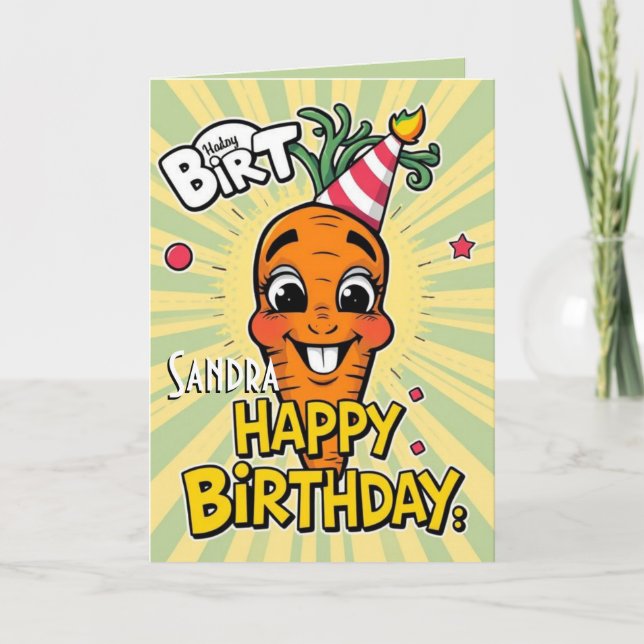 Funny Carrot  Happy Birthday  Card (Front)