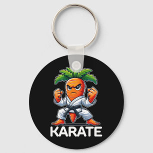 Funny Carrot Martial Arts Fighter Black Belt Karat Keychain