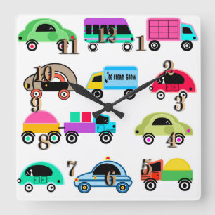 Funny cars square wall clock