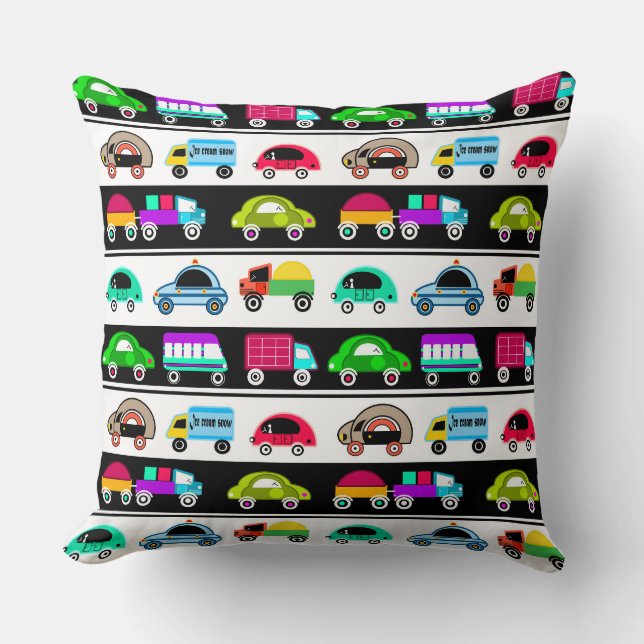 Funny cars throw pillow (Front)
