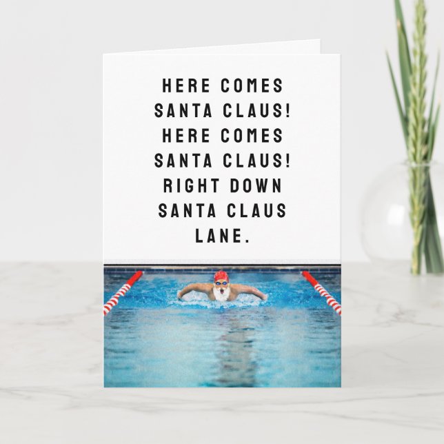 Funny cartes de fin de année de Noël nageur (Devant)