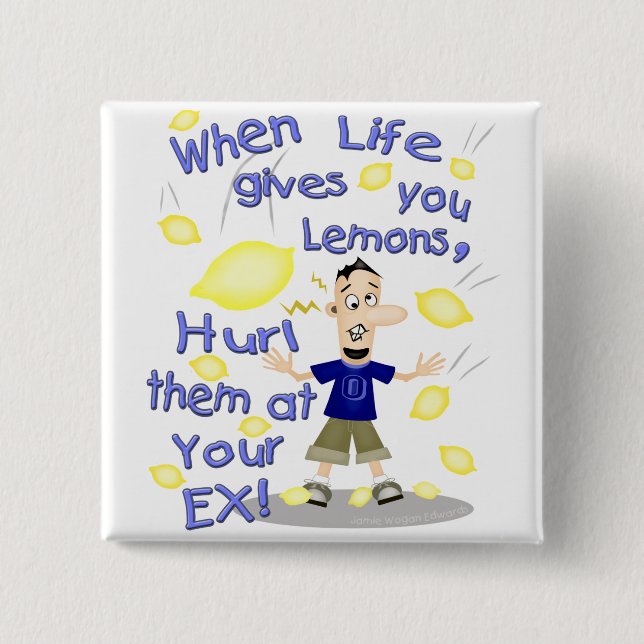 Funny Cartoon 2 Inch Square Button (Front)