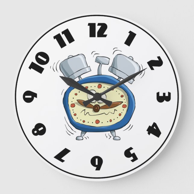 Funny Cartoon Alarm Clock Quirky Waking Up (Front)