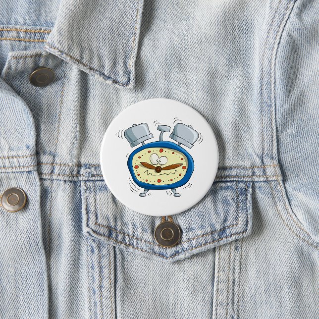 Funny Cartoon Alarm Clock Quirky Waking Up 3 Inch Round Button (Creator Uploaded)