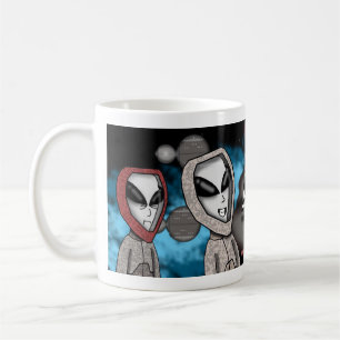 Funny Cartoon Alien Mug   Adorable Sci-Fi 