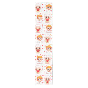 Funny cartoon angels gift for love you short table runner