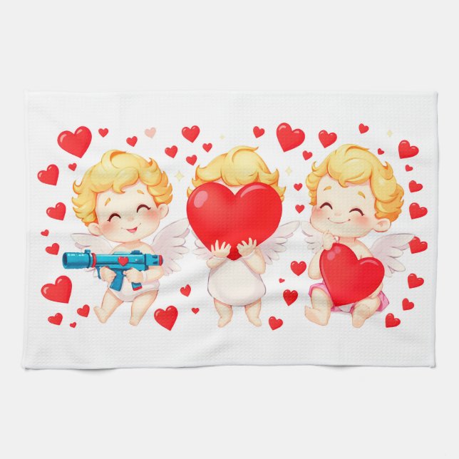 Funny cartoon angels gift for you kitchen towel (Horizontal)