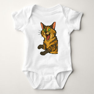 Funny Cartoon Angry Cat Illustration Baby Bodysuit