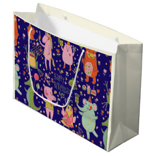 Funny Cartoon Animals Sing Happy Birthday Large Gift Bag