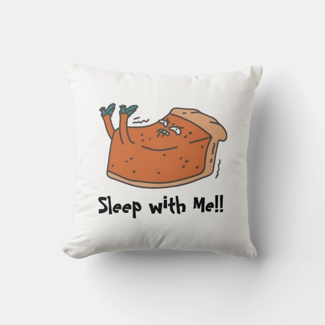 Funny cartoon anthropomorphic pumpkin pie  throw pillow (Front)